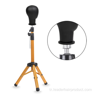 Lüks Altın Kanvas Blok Kafa Tripod Peruk Standı